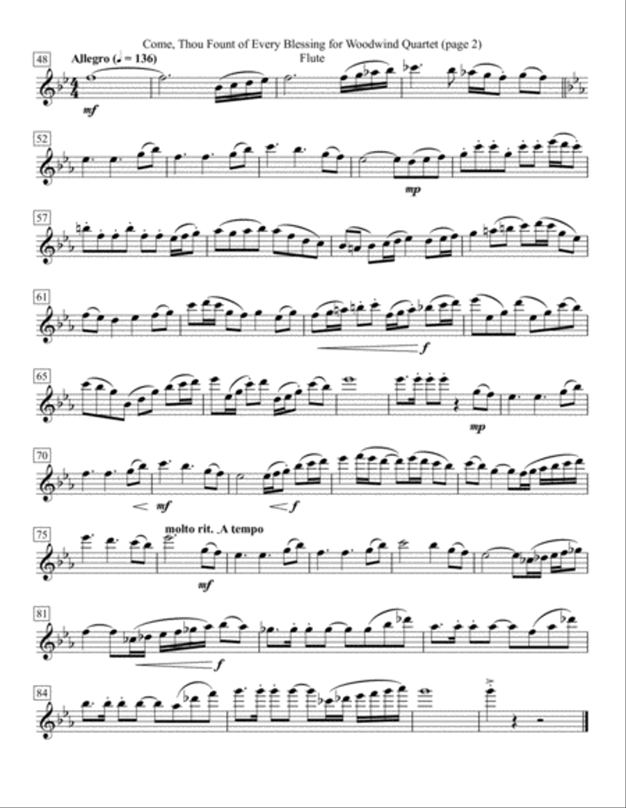 Come, Thou Fount of Every Blessing for Woodwind Quartet Woodwind Quartet scores gallery preview page 2
