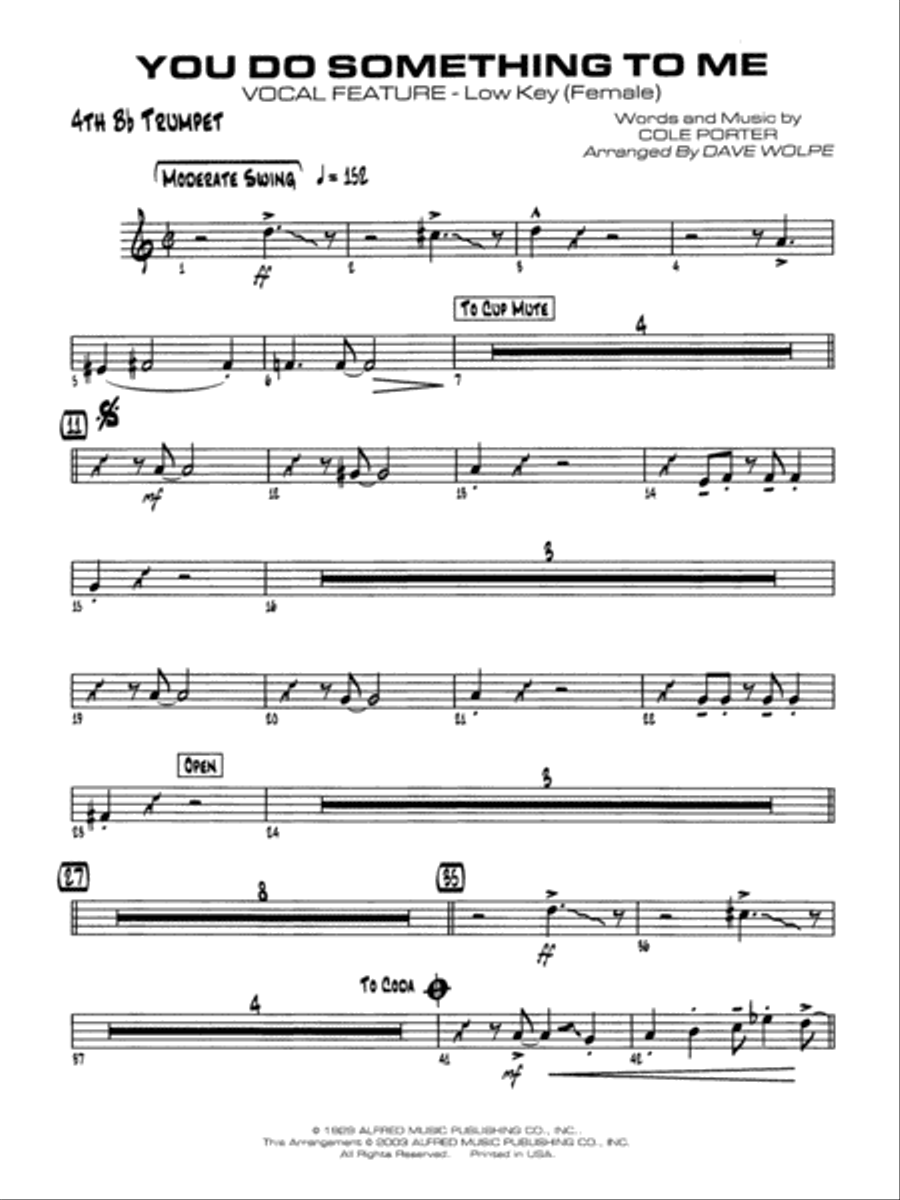 You Do Something to Me: 4th B-flat Trumpet Jazz Ensemble scores gallery preview page 1