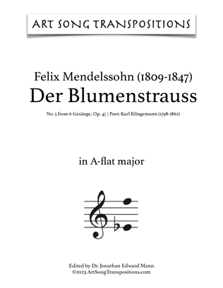 Book cover for MENDELSSOHN: Der Blumenstrauss, Op. 47 no. 5 (transposed to A-flat major)