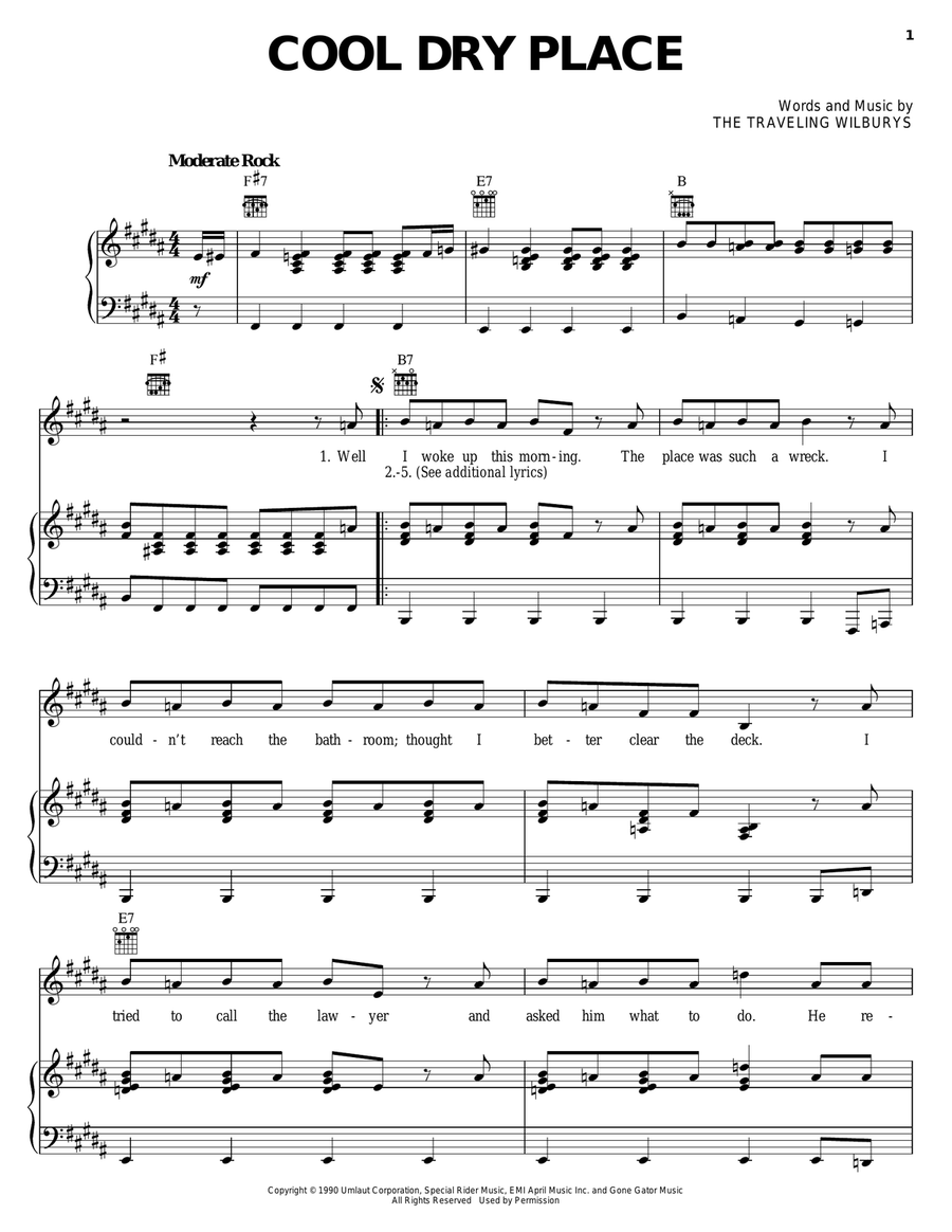 Cool Dry Place Piano, Vocal, Guitar scores gallery preview page 1