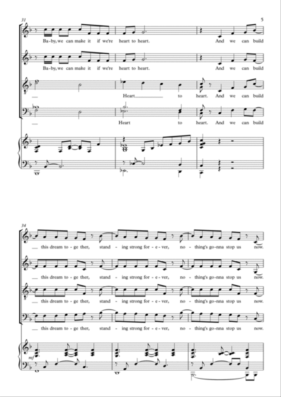 Nothing's Gonna Stop Us Now 4-Part scores gallery preview page 5