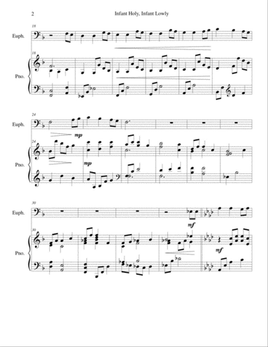 Infant Holy, Infant Lowly (euphonium/piano), arr. Brenda Portman Euphonium scores gallery preview page 2
