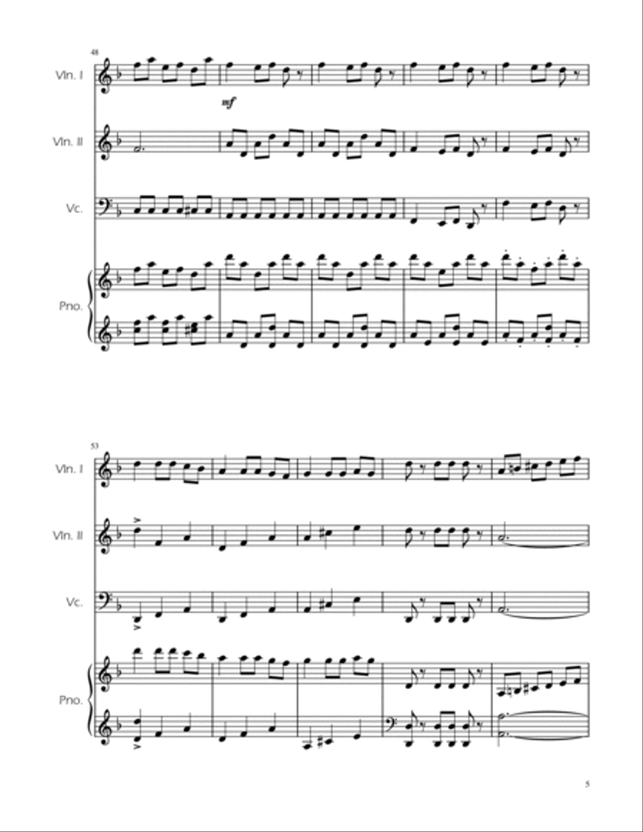 Carol of the Bells - String Trio w/ Piano String Trio scores gallery preview page 5