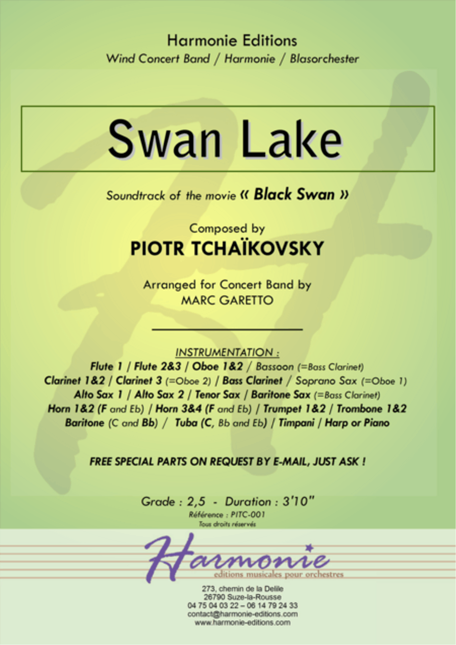 Swan Lake Scene - Le Lac des Cygnes - Piotr Ilitch Tchaïkovski - Black Swan for Concert Band Concert Band scores gallery preview page 1