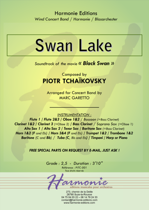 Swan Lake Scene - Le Lac des Cygnes - Piotr Ilitch Tchaïkovski - Black Swan for Concert Band