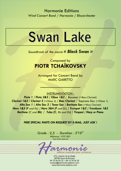 Swan Lake Scene - Le Lac des Cygnes - Piotr Ilitch Tchaïkovski - Black Swan for Concert Band image number null