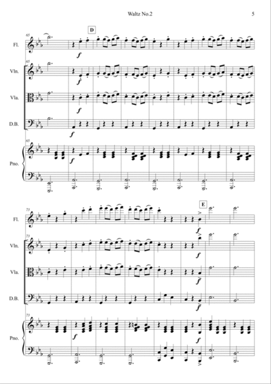 Waltz No.2 (Jazz Suite No.2_Suite For Promenade Orchestra) Double Bass scores gallery preview page 5