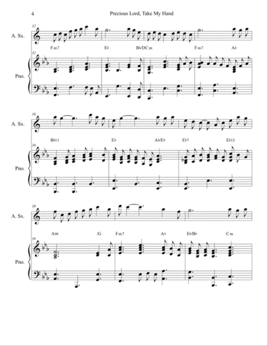 Precious Lord, Take My Hand Sax Solo Alto Saxophone scores gallery preview page 4