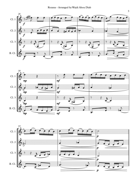 AL ROZANA (arabic song) - Clarinet quartet image number null