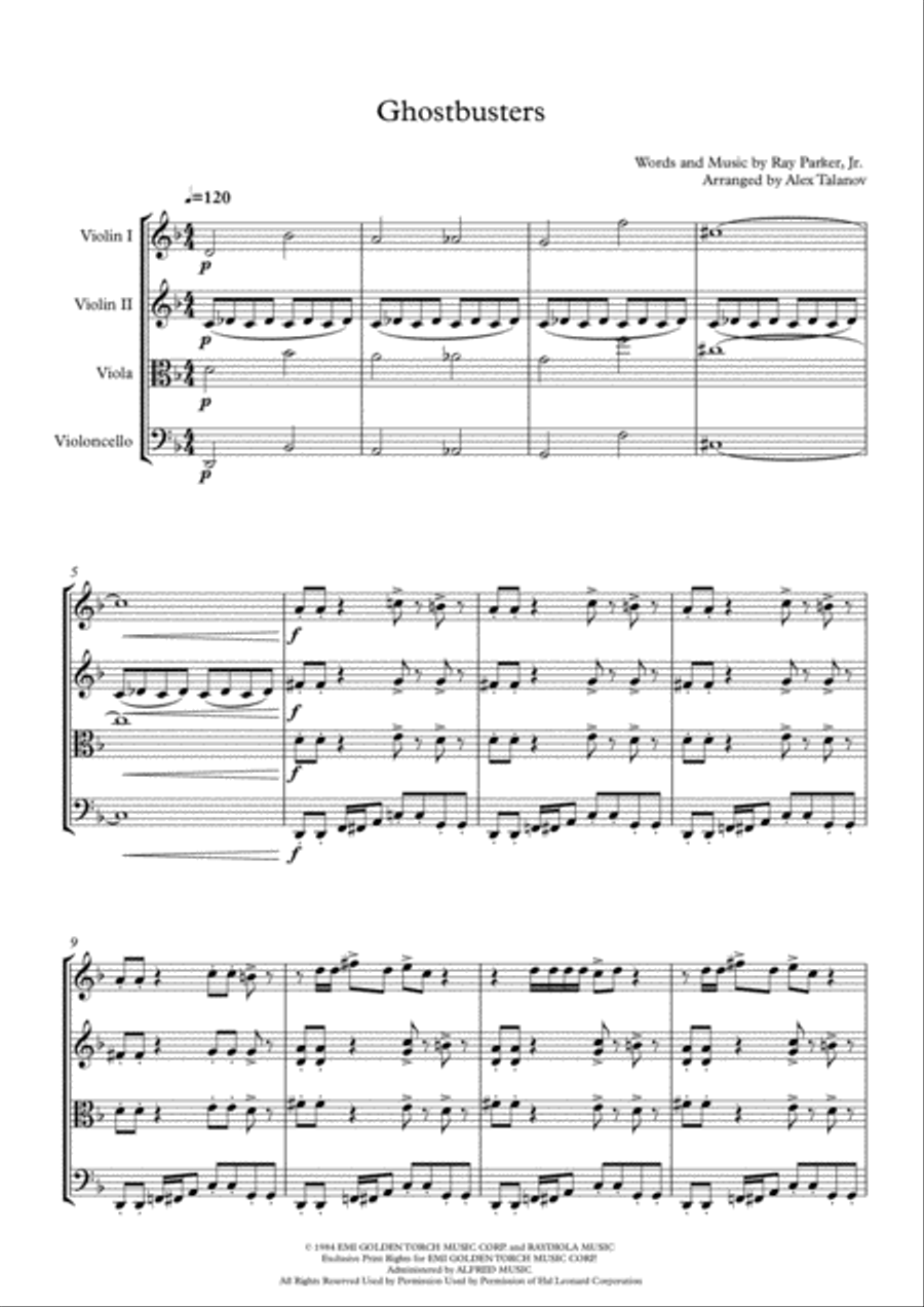 Ghostbusters String Quartet scores gallery preview page 2