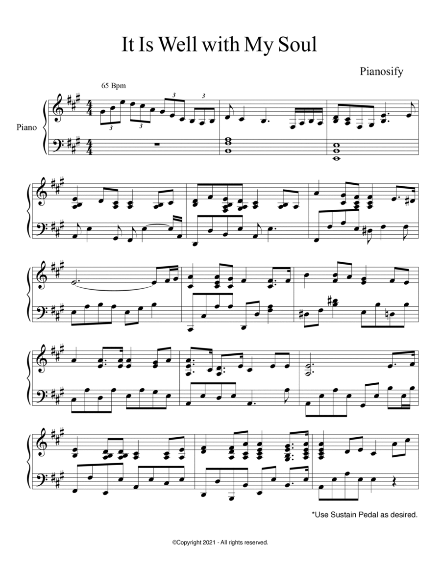 PIANO - It Is Well with My Soul (Piano Hymns Sheet Music PDF)