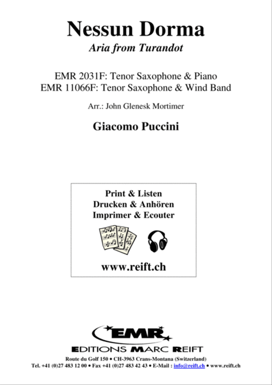 Nessun Dorma Tenor Saxophone scores gallery preview page 2