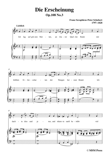 Schubert-Die Erscheinung,Op.108 No.3,in C Major,for Voice&Piano image number null