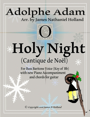 Book cover for O Holy Night (Cantique de Noel) Adolphe Adam for Solo Bass Baritone Voice (Key of Bb)