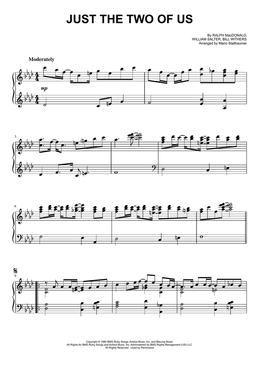 Just The Two Of Us Piano Solo scores gallery preview page 1