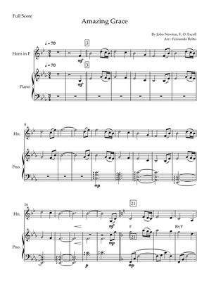 Amazing Grace (John Newton, E. O. Excell) for Horn in F Solo and Piano Accompaniment with Chords