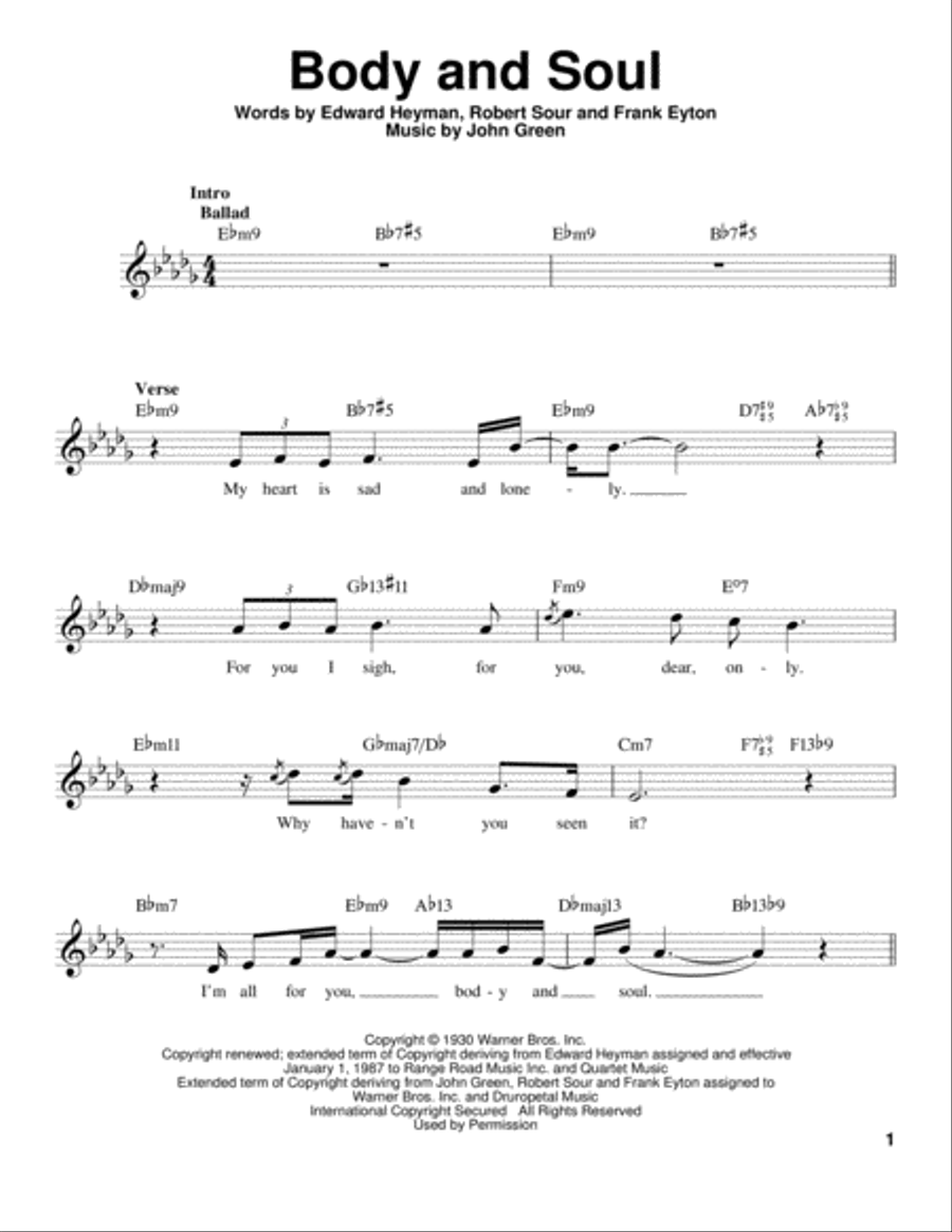 Body And Soul Body And Soul Voice scores gallery preview page 1