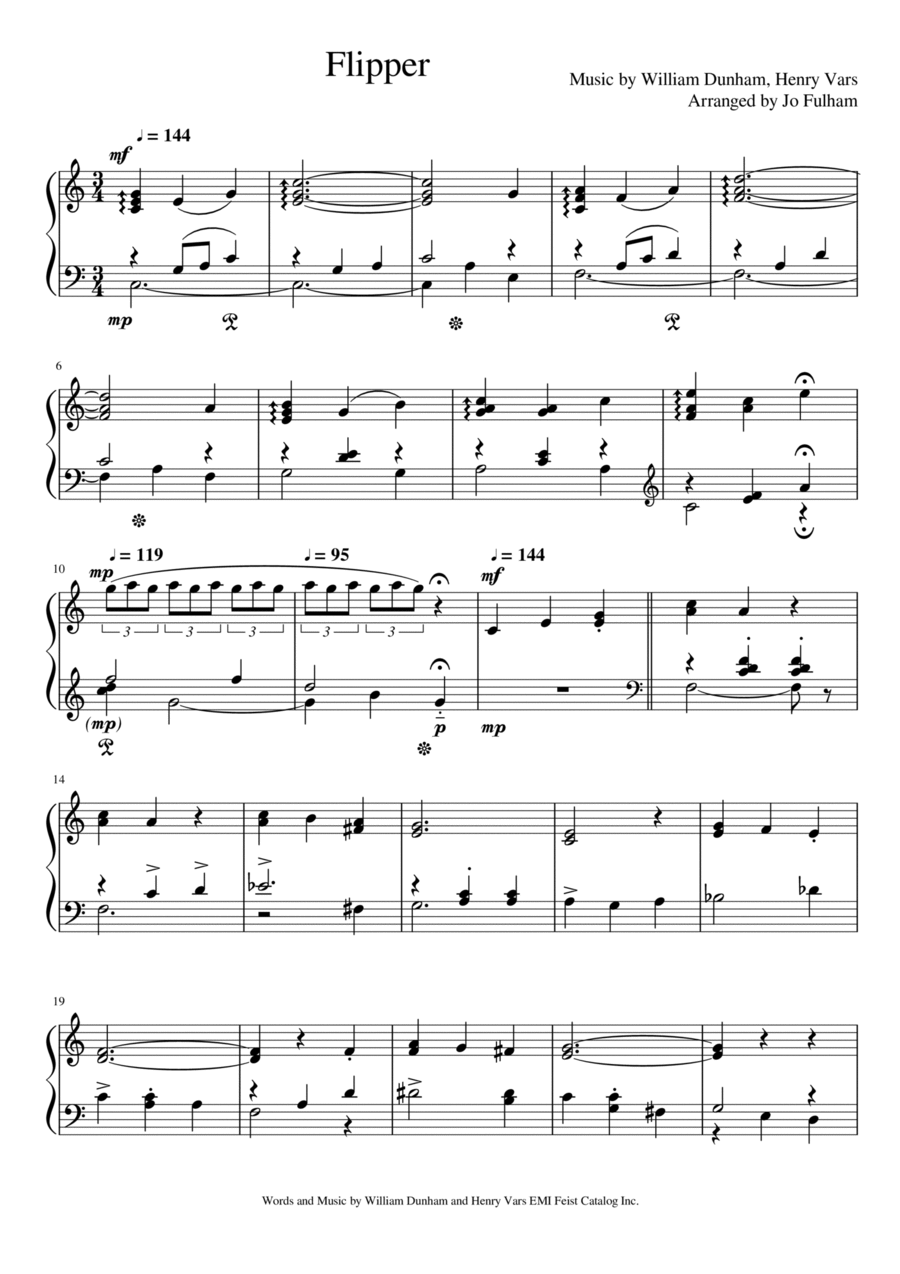 Flipper Flipper Piano Solo scores gallery preview page 1