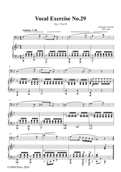 G. Concone-Vocal Exercise No.29,for Contralto(or Bass) and Piano image number null