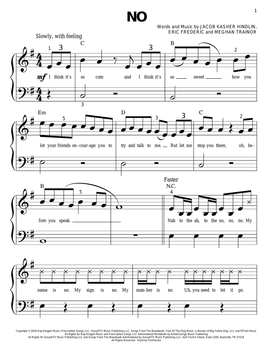 No No Easy Piano scores gallery preview page 1