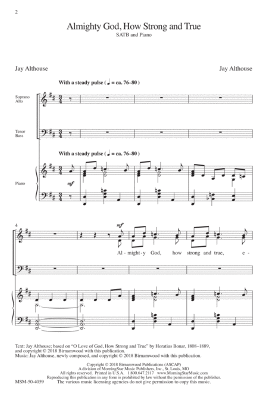Almighty God, How Strong and True 4-Part scores gallery preview page 2