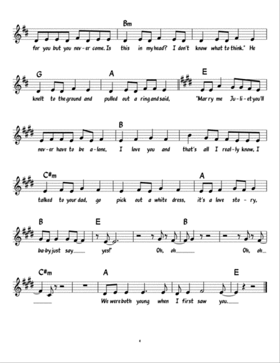 Love Story Piano, Vocal, Guitar scores gallery preview page 4