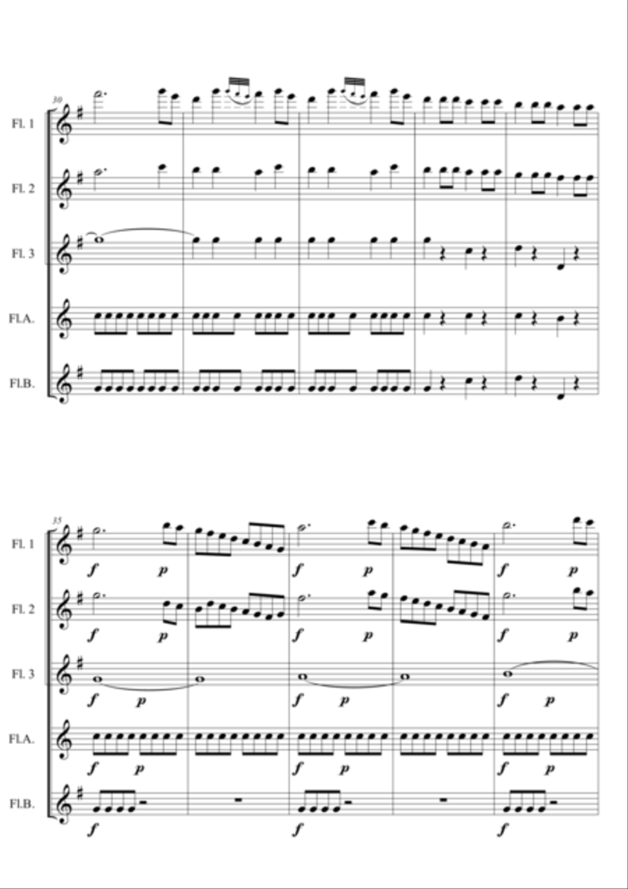 The Marriage of Figaro - OUVERTURE for Flute Choir Woodwind Quintet scores gallery preview page 4
