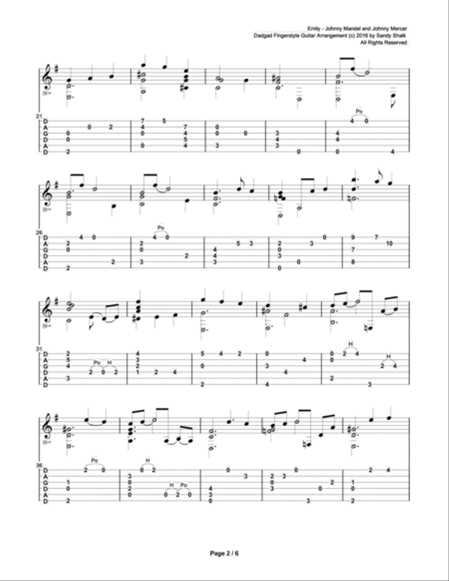 Emily Guitar Tablature scores gallery preview page 2