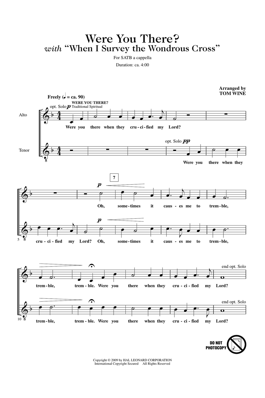 Were You There When They Crucified My Lord? 4-Part scores gallery preview page 1