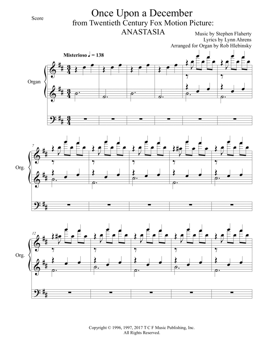 Once Upon A December Organ Solo scores gallery preview page 1