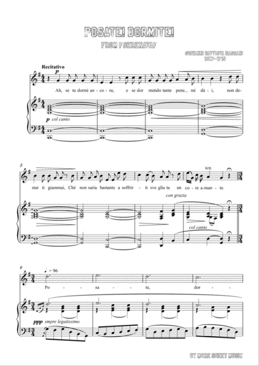 Bassani-Posate! Dormite! in G Major,for voice and piano