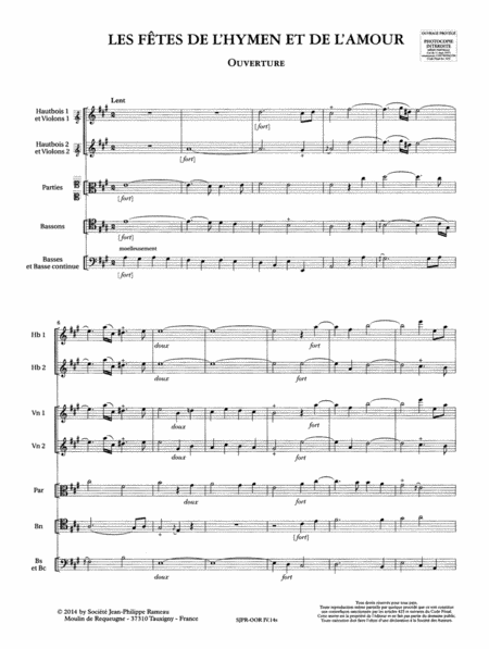 Symphonic Extracts from the Conducting Score: Les Fetes de l'Hymen et de l'Amour