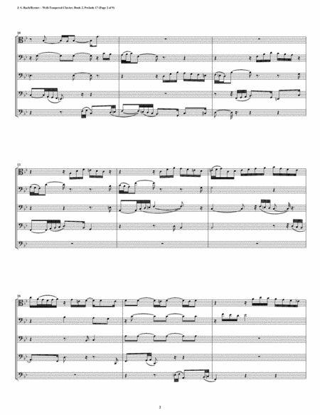Prelude 17 from Well-Tempered Clavier, Book 2 (Trombone Quintet) image number null