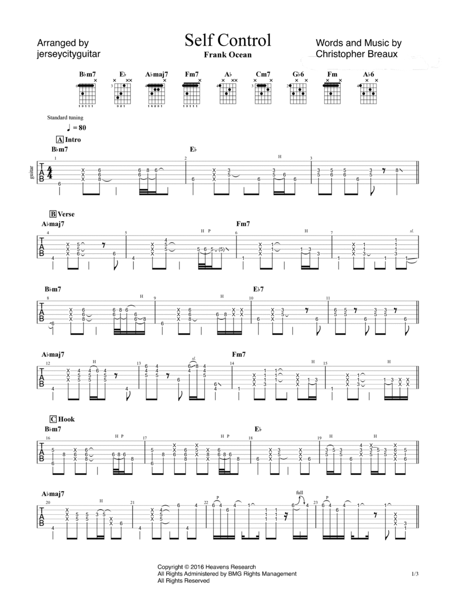 Self Control Electric Guitar scores gallery preview page 1