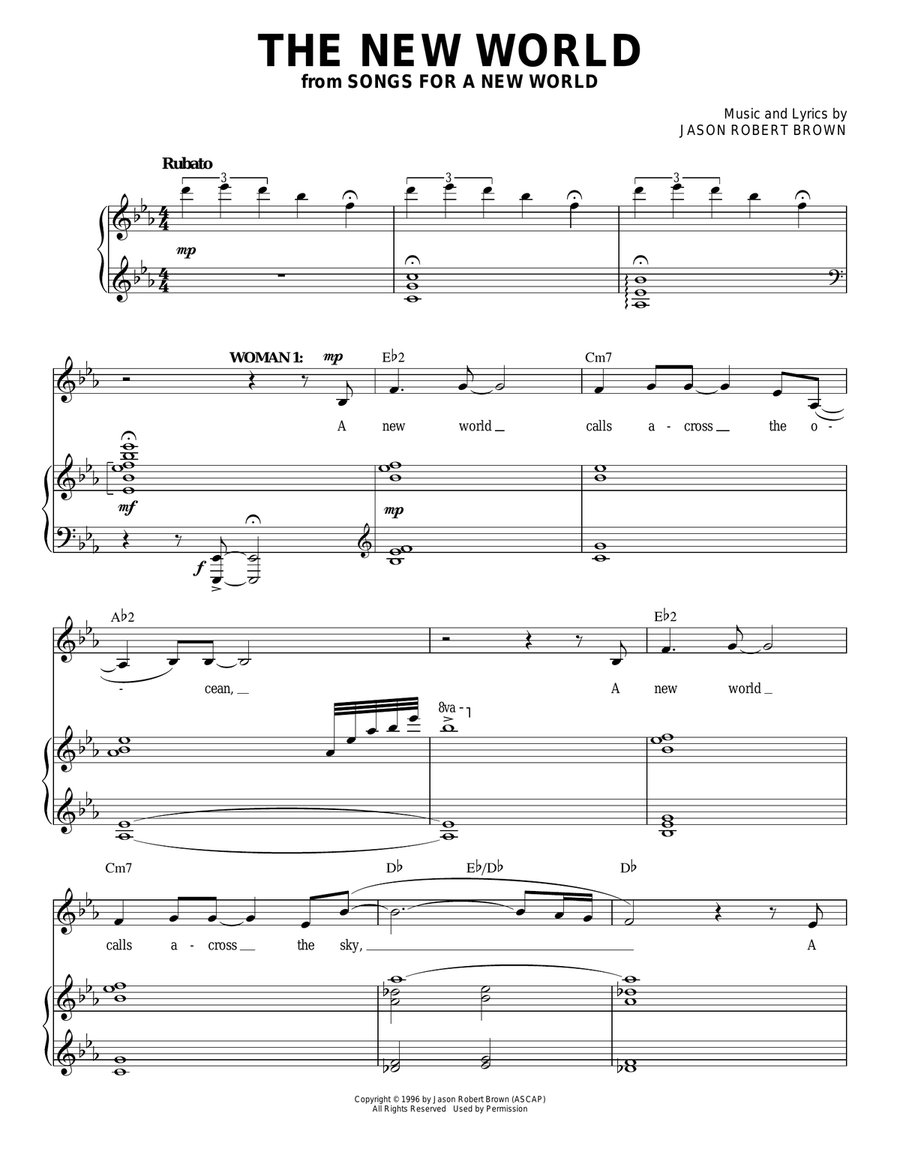 The New World (from Songs for a New World) Piano, Vocal scores gallery preview page 1