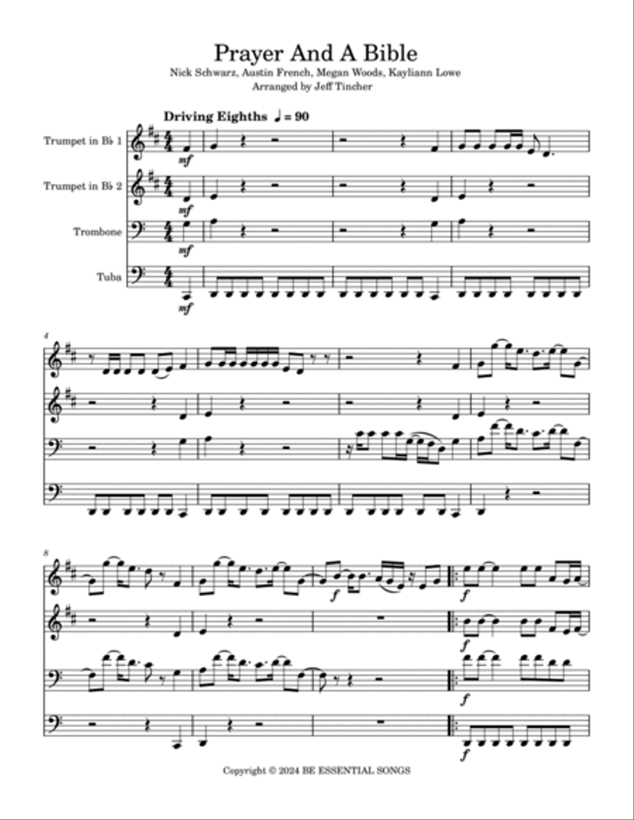 Prayer And A Bible Brass Quartet scores gallery preview page 2