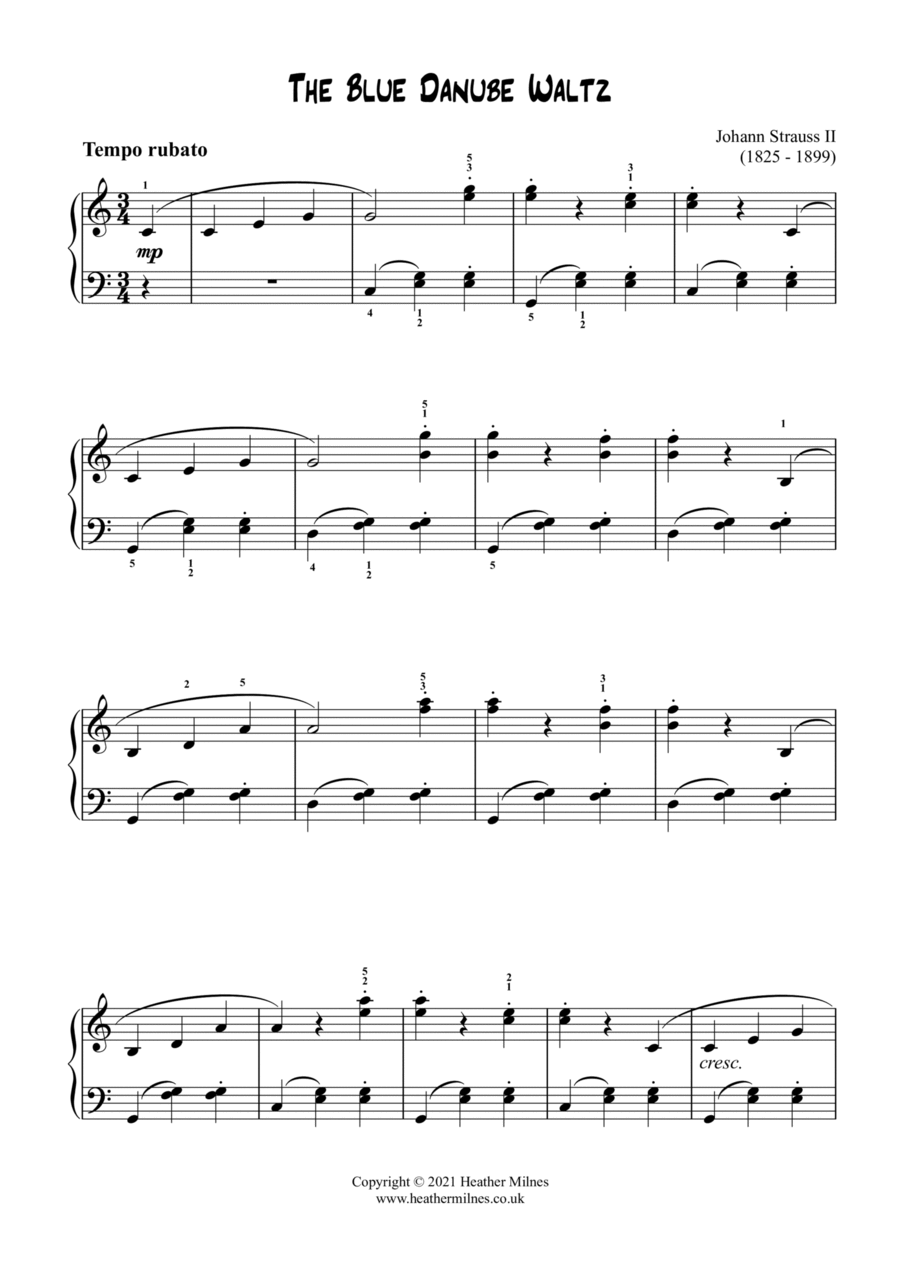 The Blue Danube Waltz Piano Solo scores gallery preview page 1
