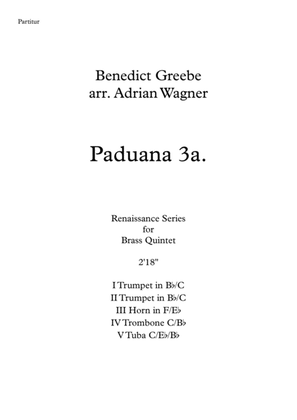 Book cover for Paduana 3a. (Benedict Greebe) Brass Quintet arr. Adrian Wagner