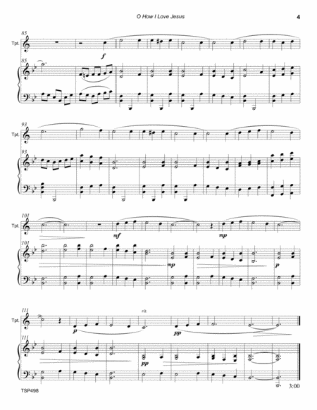 O HOW I LOVE JESUS - TRUMPET SOLO (Grade 3-) with Piano Accompaniment image number null