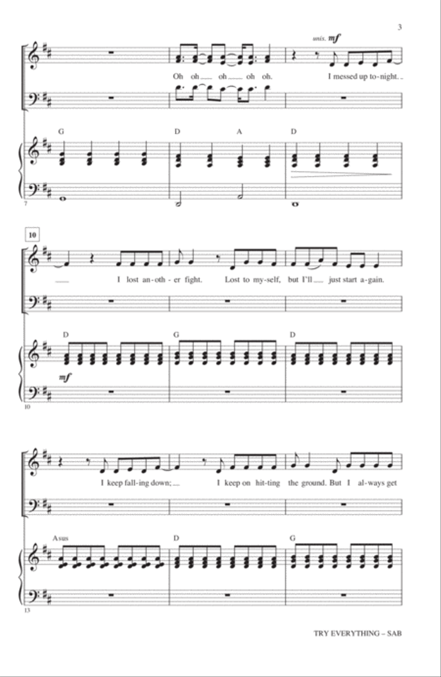 Try Everything (from Zootopia) (arr. Alan Billingsley) 3-Part scores gallery preview page 2