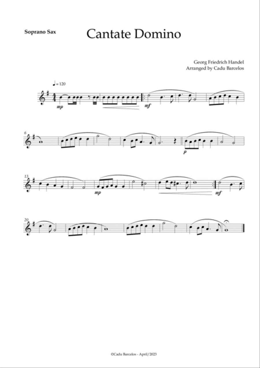 Cantate Domino - Handel (Saxophone Quartet) Chords Saxophone Quartet scores gallery preview page 3