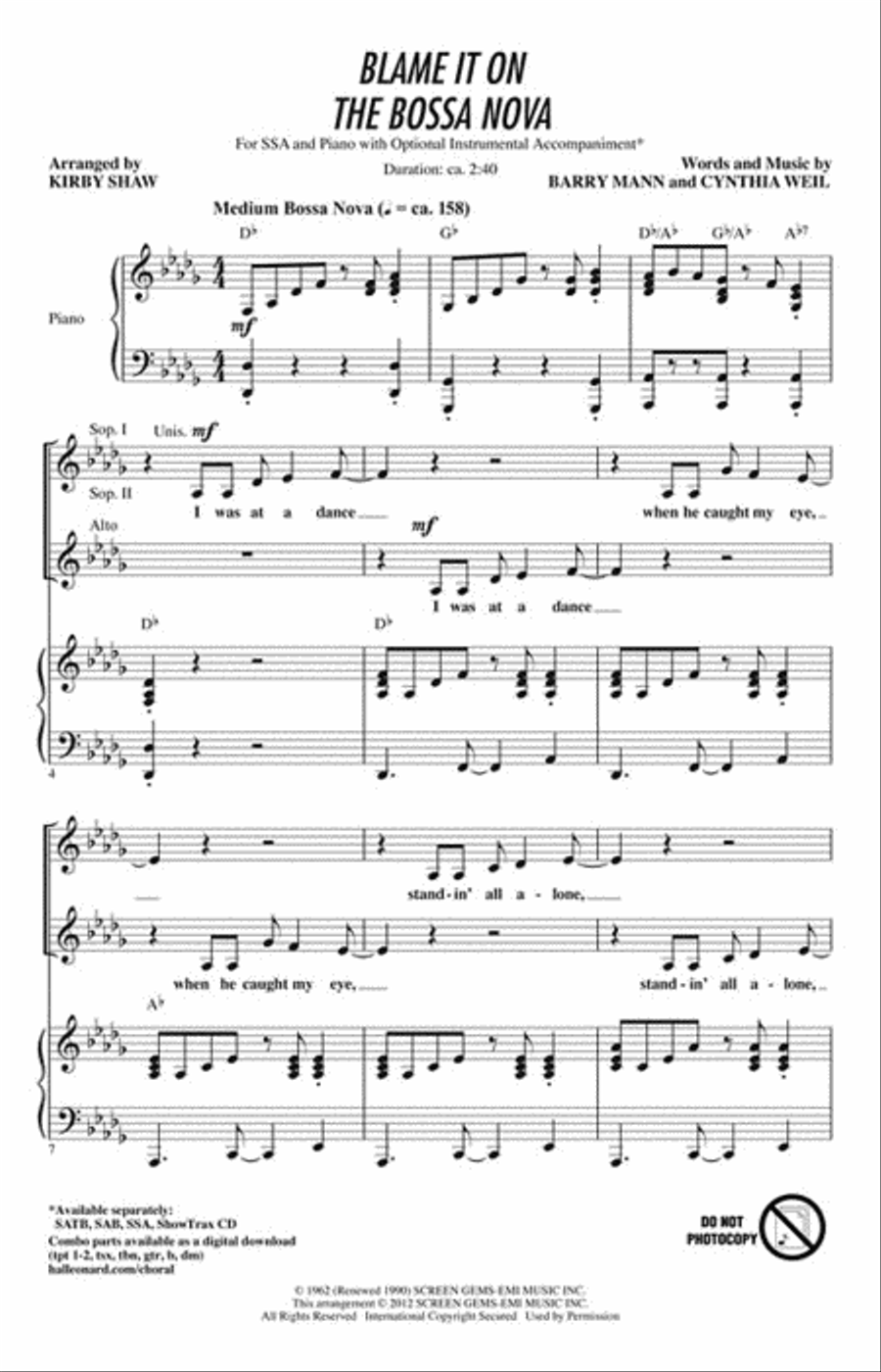 Blame It on the Bossa Nova SSA scores gallery preview page 2