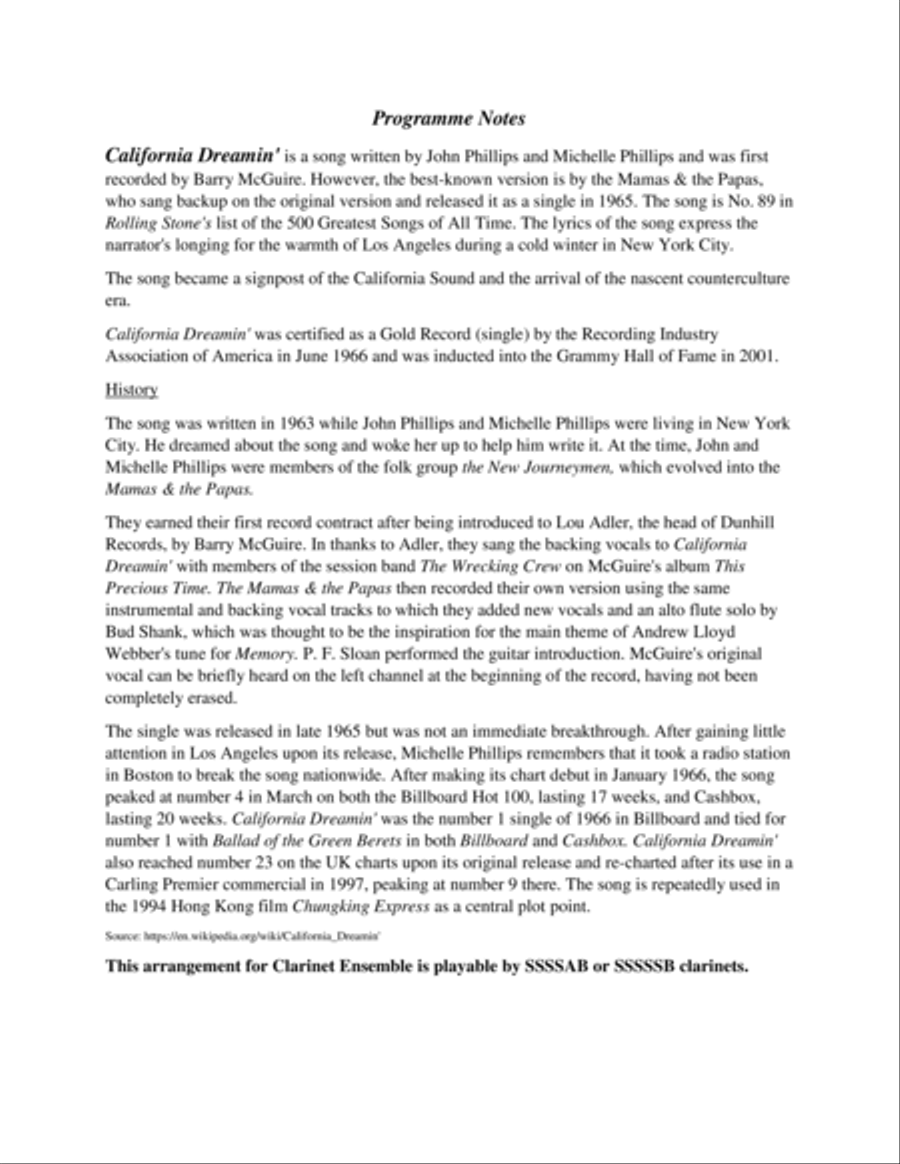 California Dreamin' Small Ensemble scores gallery preview page 2