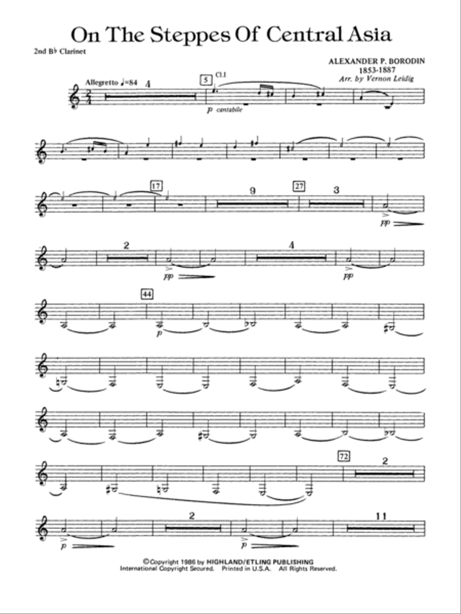 On the Steppes of Central Asia: 2nd B-flat Clarinet Full Orchestra scores gallery preview page 1