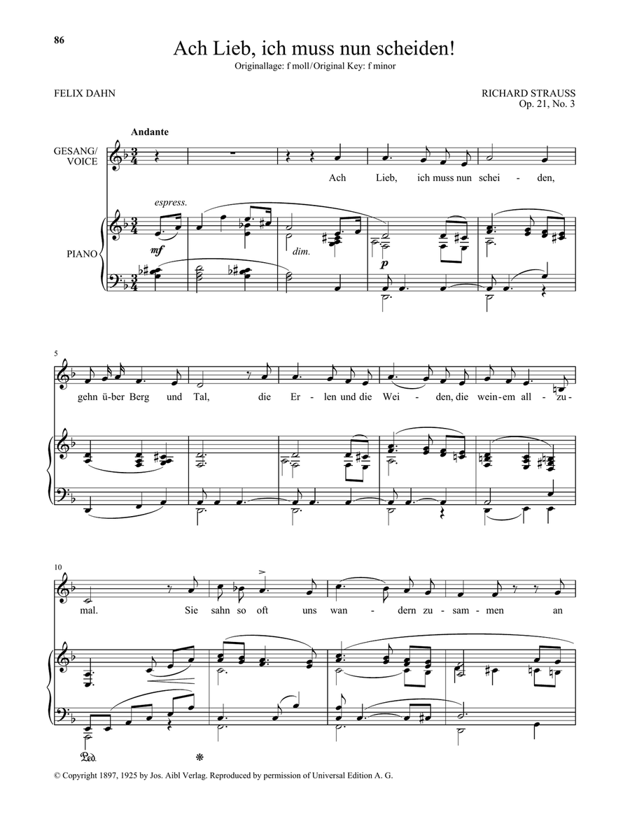 Ach Lieb, Ich Muss Nun Scheiden! (Low Voice) Low Voice scores gallery preview page 1