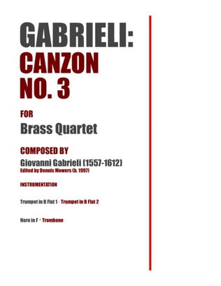 "Canzon No. 3" for Brass Quartet - Giovanni Gabrieli