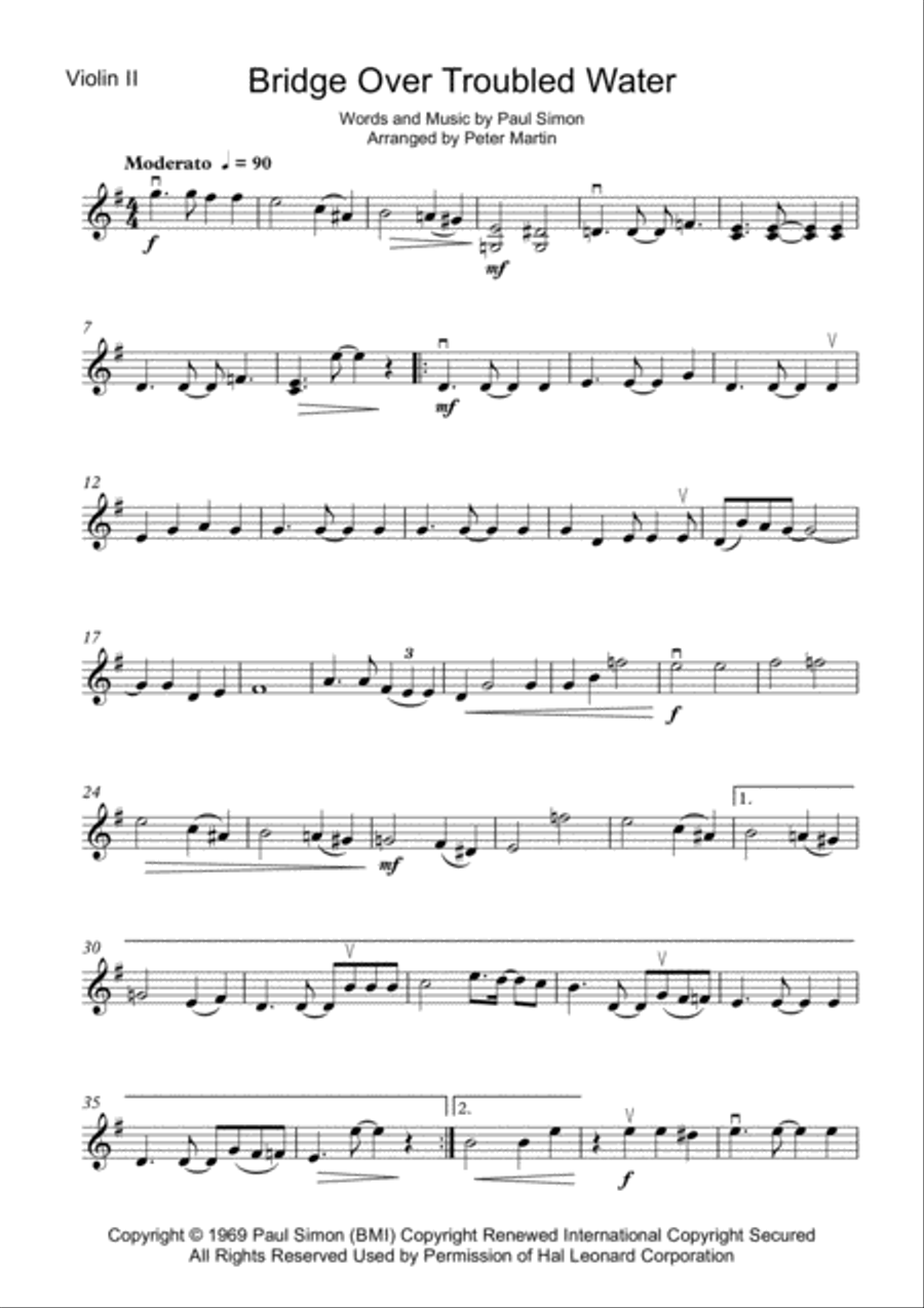 Bridge Over Troubled Water String Quartet scores gallery preview page 4