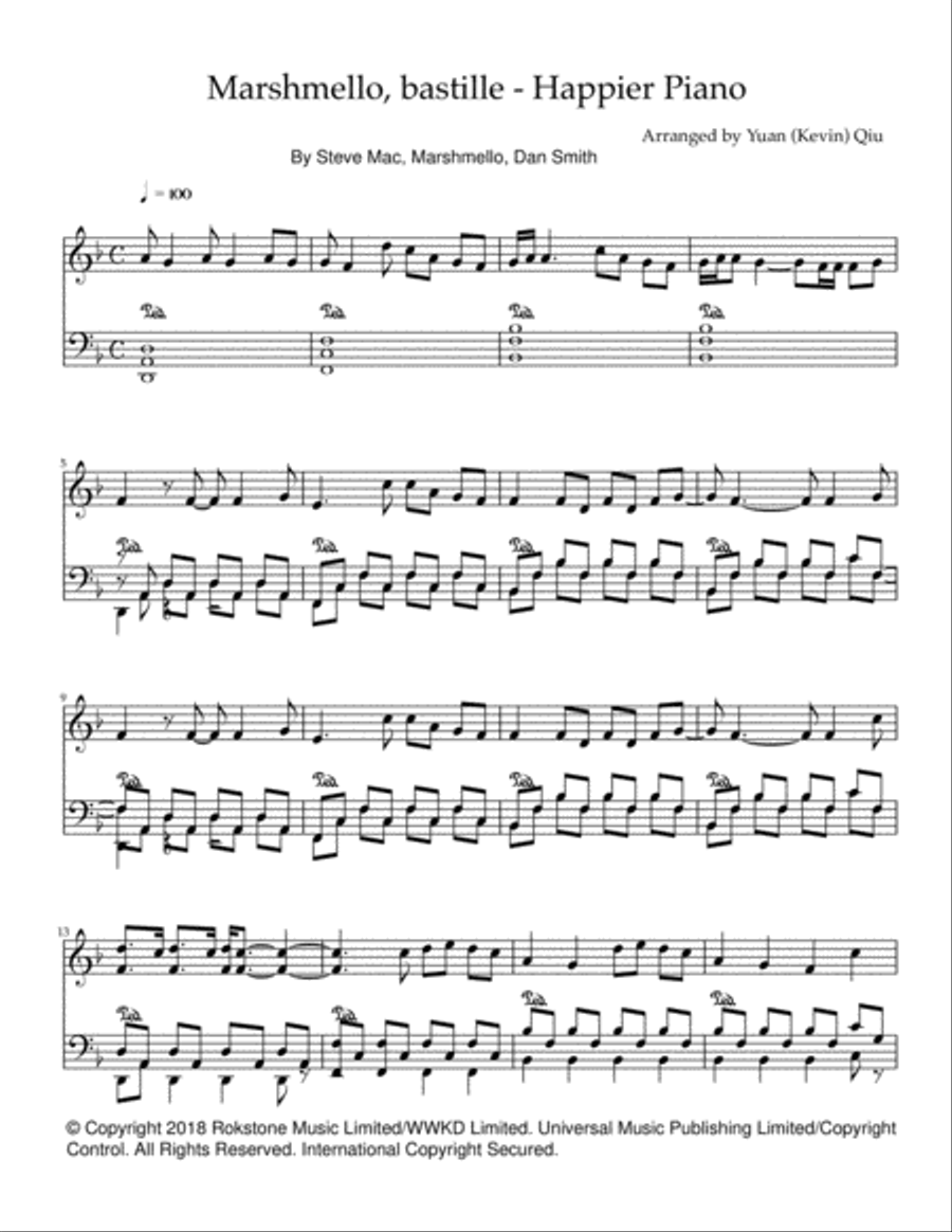 Happier Piano Solo scores gallery preview page 1