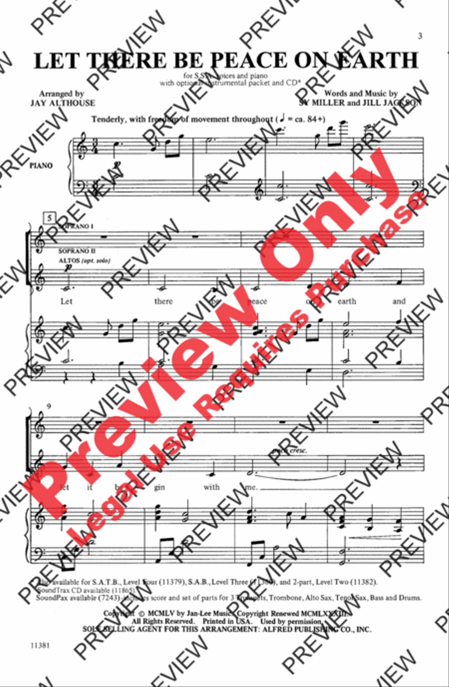 Let There Be Peace on Earth Women's Choir scores gallery preview page 3