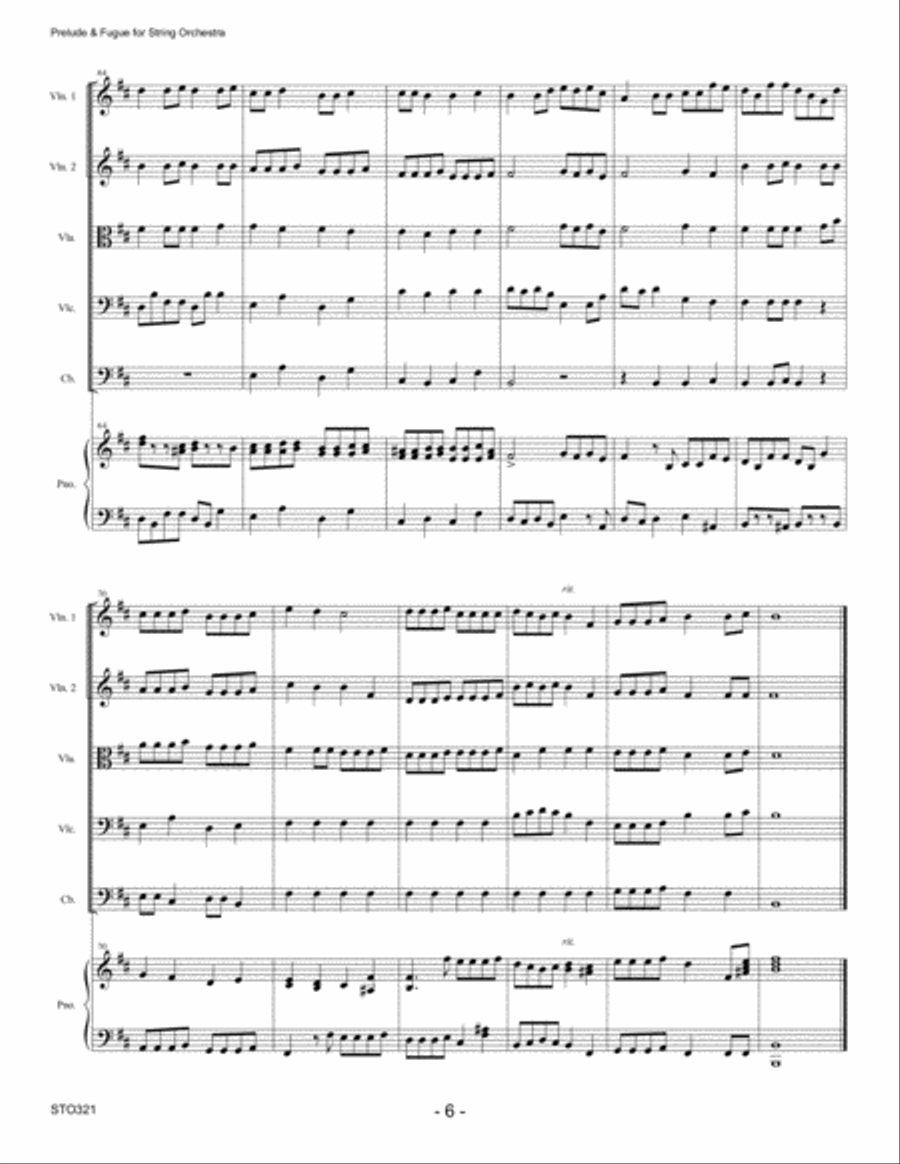 PRELUDE & FUGUE (Bach) for Intermediate STRING ORCHESTRA with Piano Accompaniment String Orchestra scores gallery preview page 6